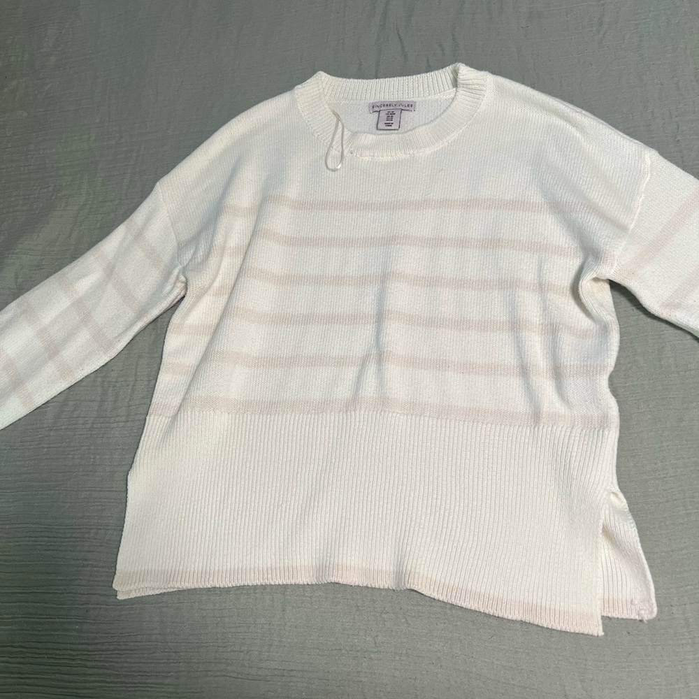 White Striped Sweater